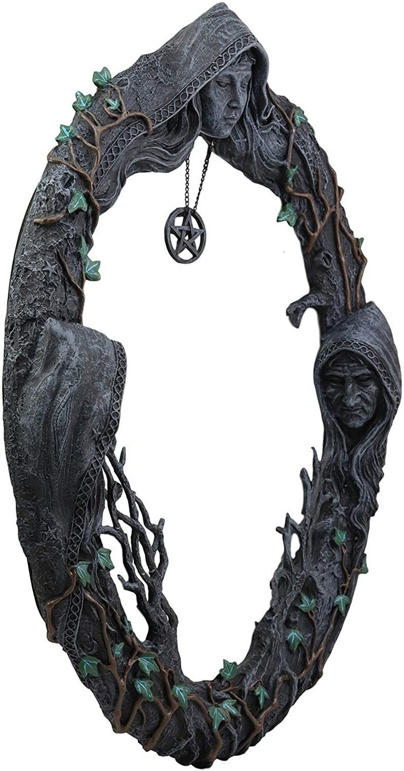 Triple Moon Goddess Wall Mirror - Floral Fawna