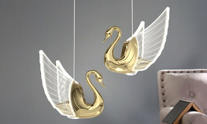 Swan Pendant Light - Floral Fawna