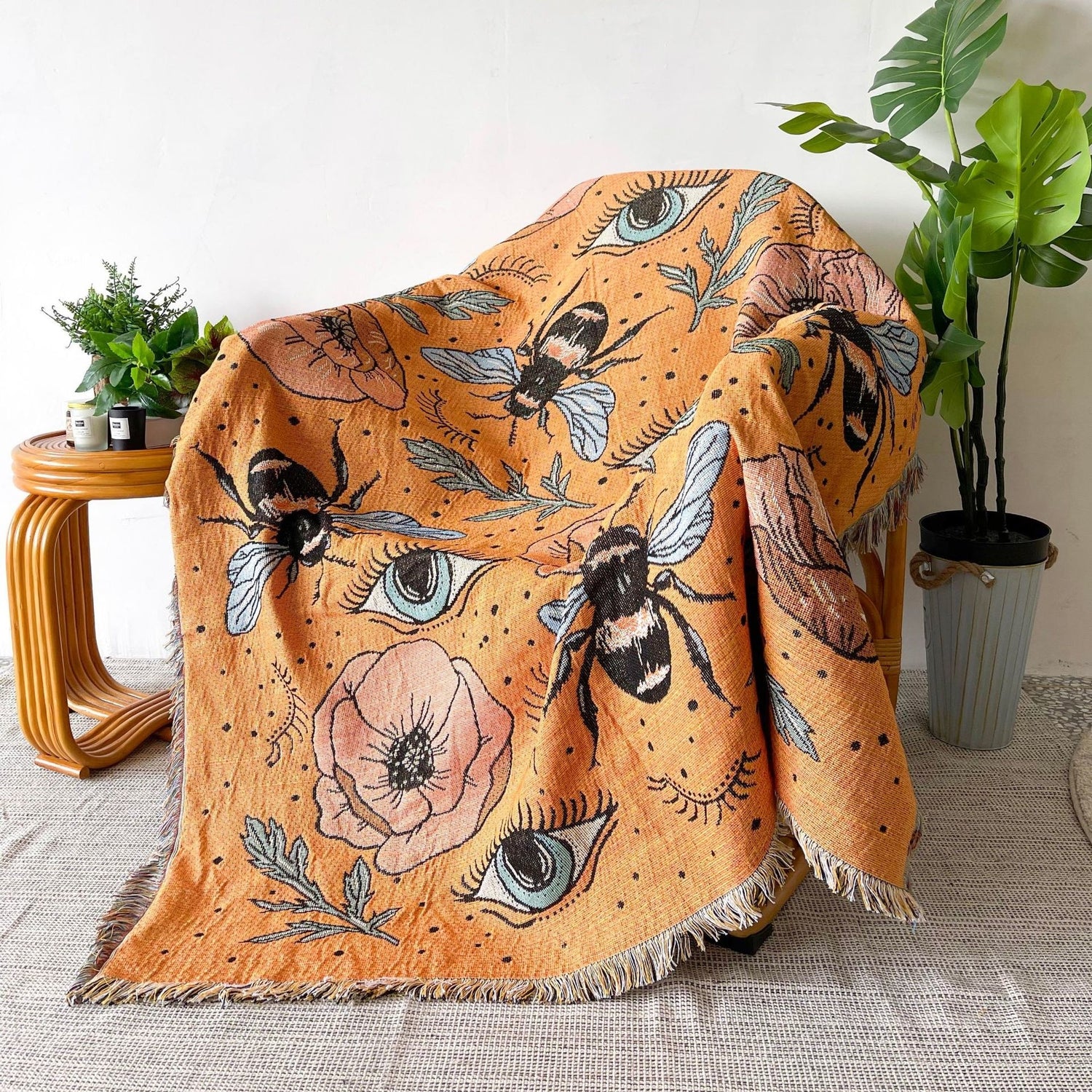 Evil Eye Tapestry Throw - Floral Fawna