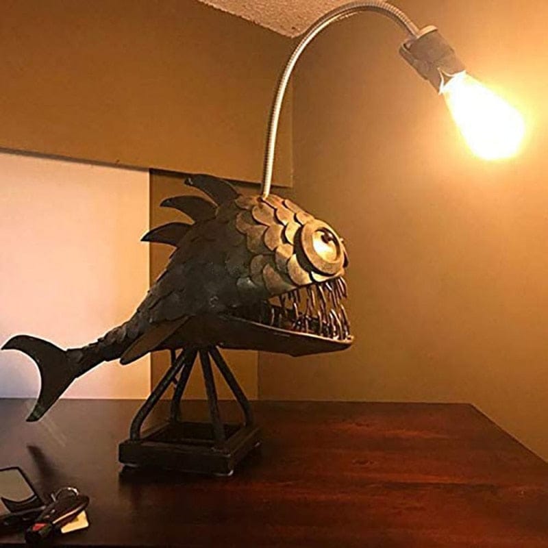 Iron Angler Fish Table Lamp - Floral Fawna