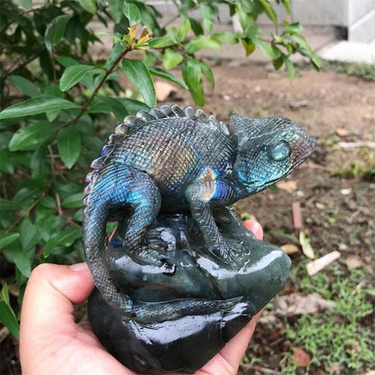 Labradorite Chameleon Ornament - Floral Fawna