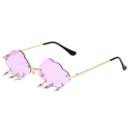 Cloud &amp; Lightening Bolt Festival Sunglasses - Floral Fawna