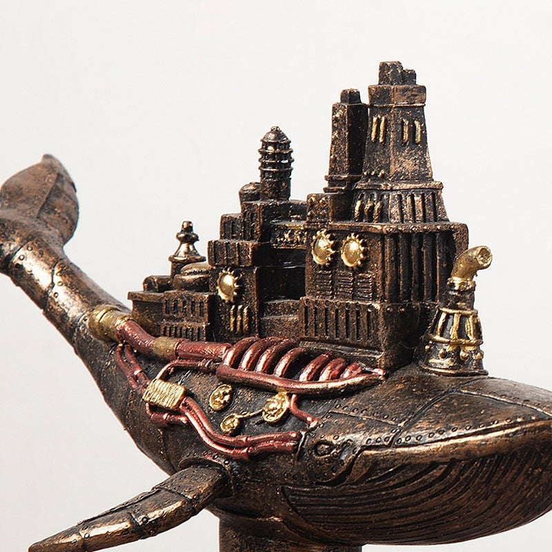 Steampunk Whale Sculpture - Floral Fawna