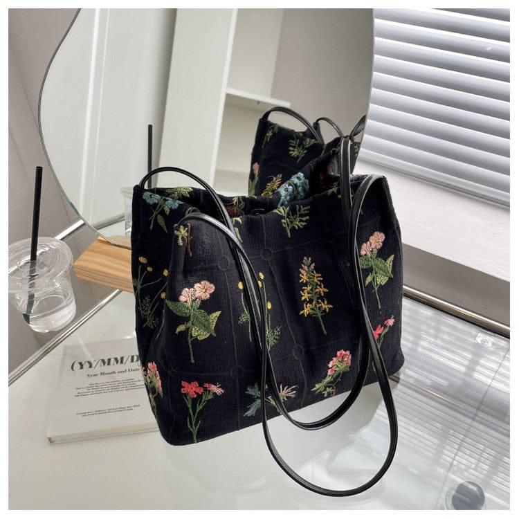 Embroidered Floral Shoulder Bag - Floral Fawna