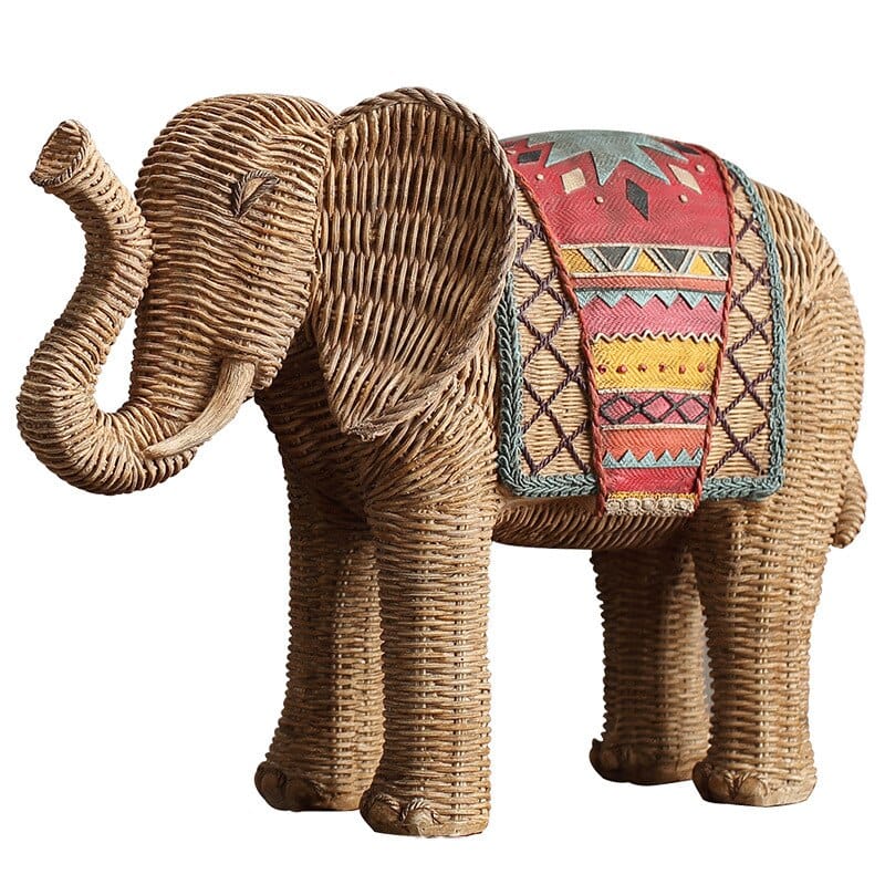 Rattan Elephant Ornament - Floral Fawna