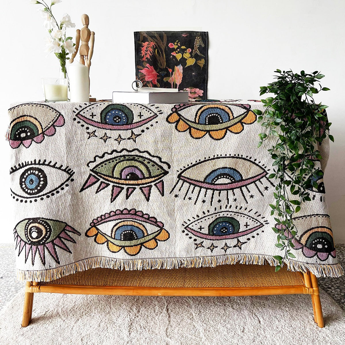 Evil Eye Tapestry Throw - Floral Fawna