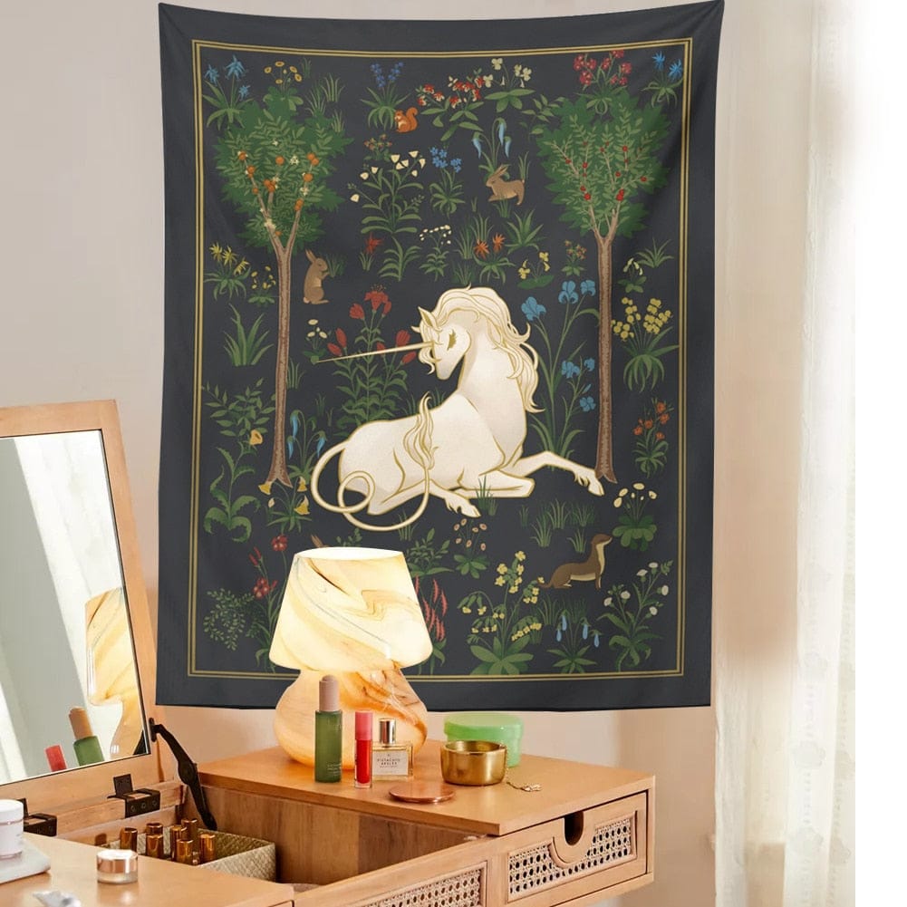 Mythical Unicorn Tapestry - Floral Fawna