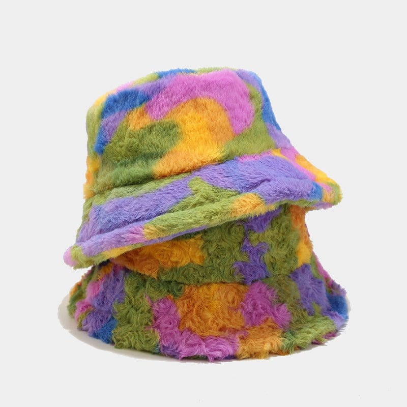 Faux Fur Festival Bucket Hat - Floral Fawna