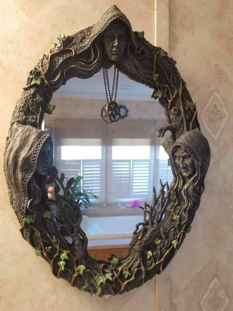 Triple Moon Goddess Wall Mirror - Floral Fawna