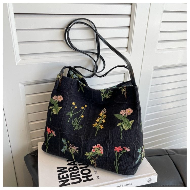 Embroidered Floral Shoulder Bag - Floral Fawna