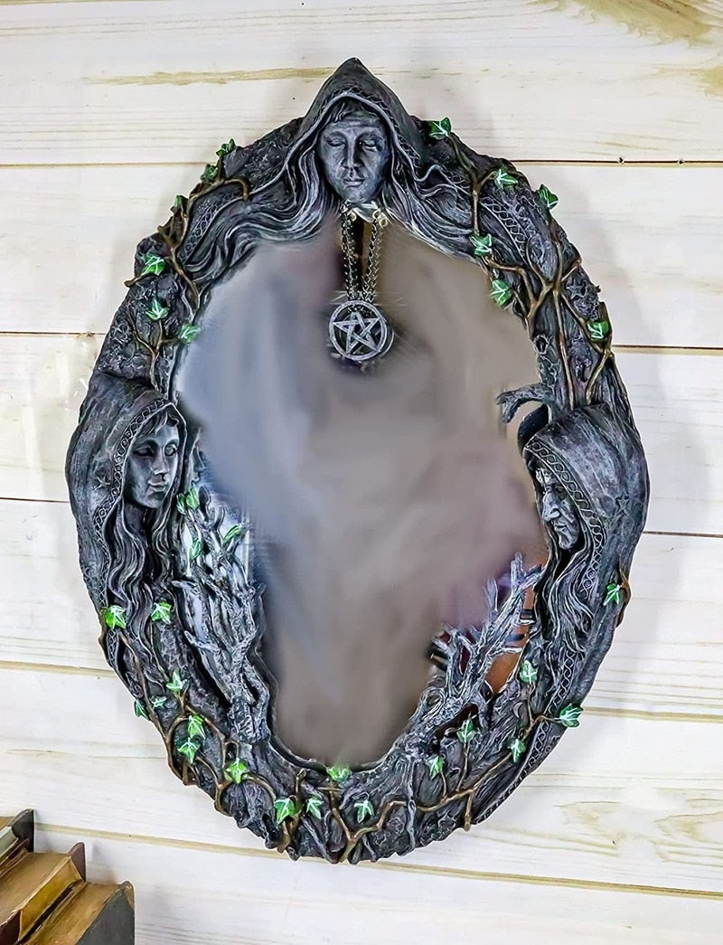 Triple Moon Goddess Wall Mirror - Floral Fawna