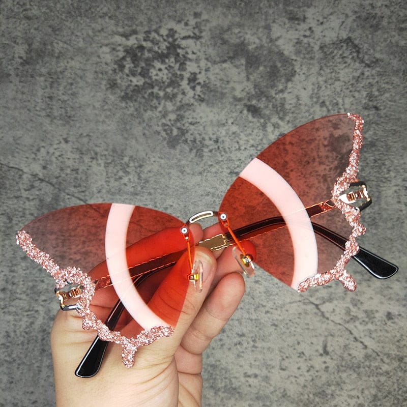 Butterfly Crystal Sunglasses - Floral Fawna