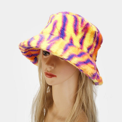 Faux Fur Festival Bucket Hat - Floral Fawna