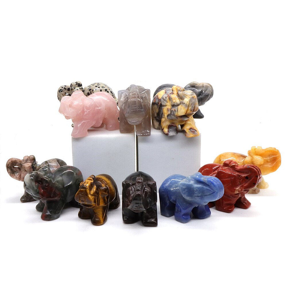 Carved Elephant Crystal - Floral Fawna