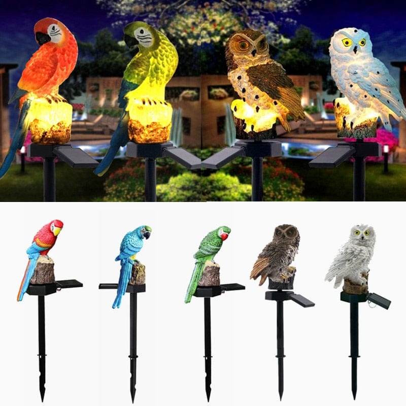 LED Solar Parrot Outdoor Lamp - Floral Fawna