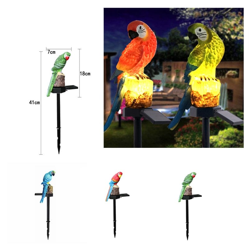 LED Solar Parrot Outdoor Lamp - Floral Fawna