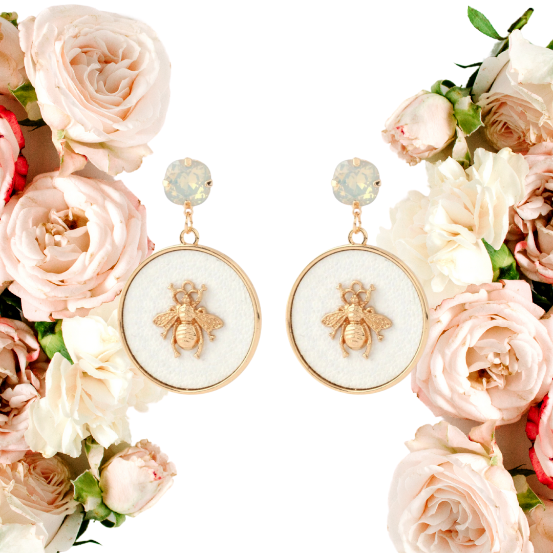 Circular Honey Bee Earrings - Floral Fawna