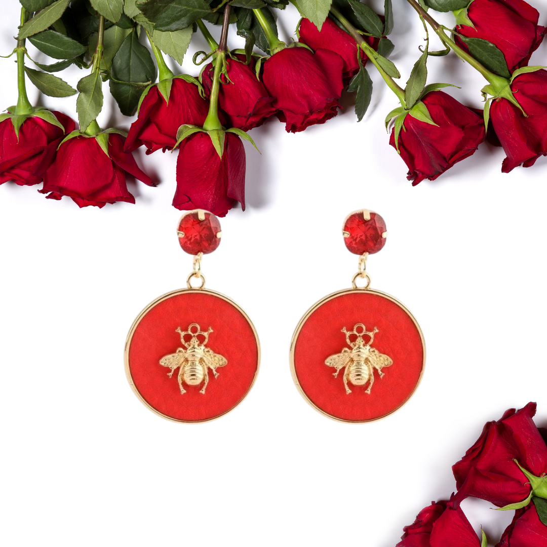 Circular Honey Bee Earrings - Floral Fawna