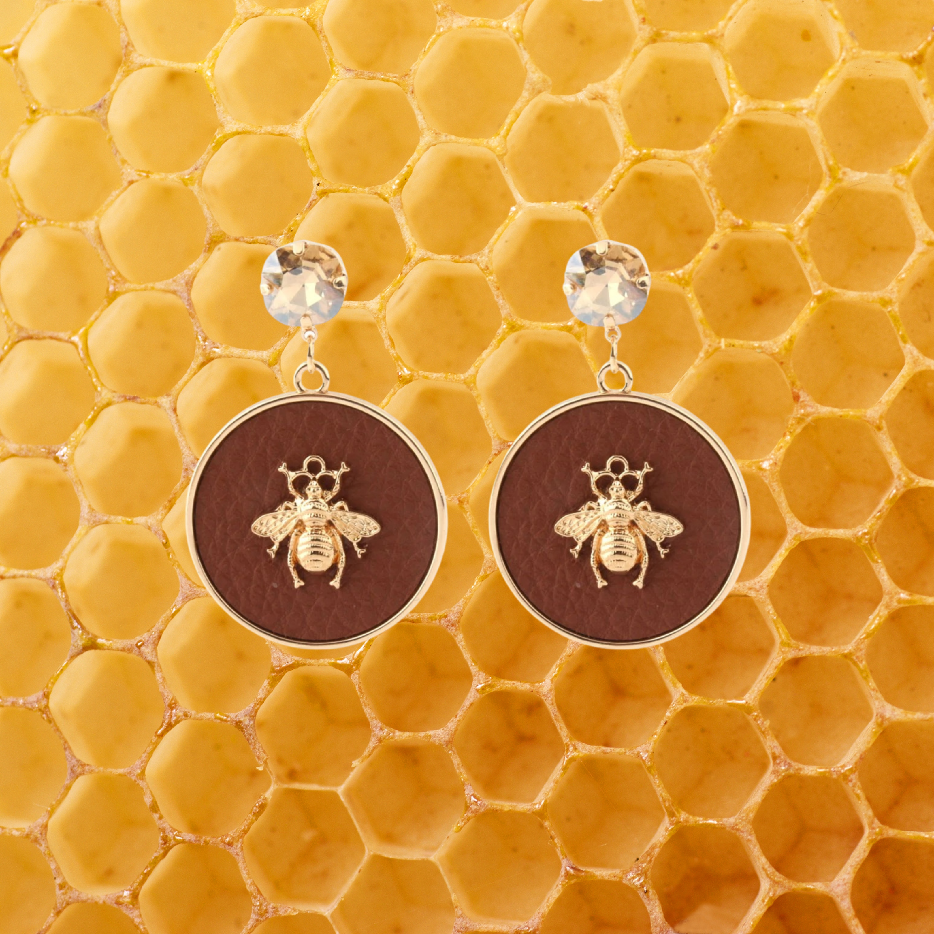 Circular Honey Bee Earrings - Floral Fawna