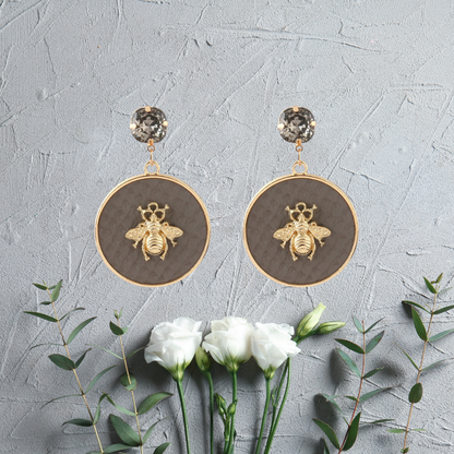 Circular Honey Bee Earrings - Floral Fawna