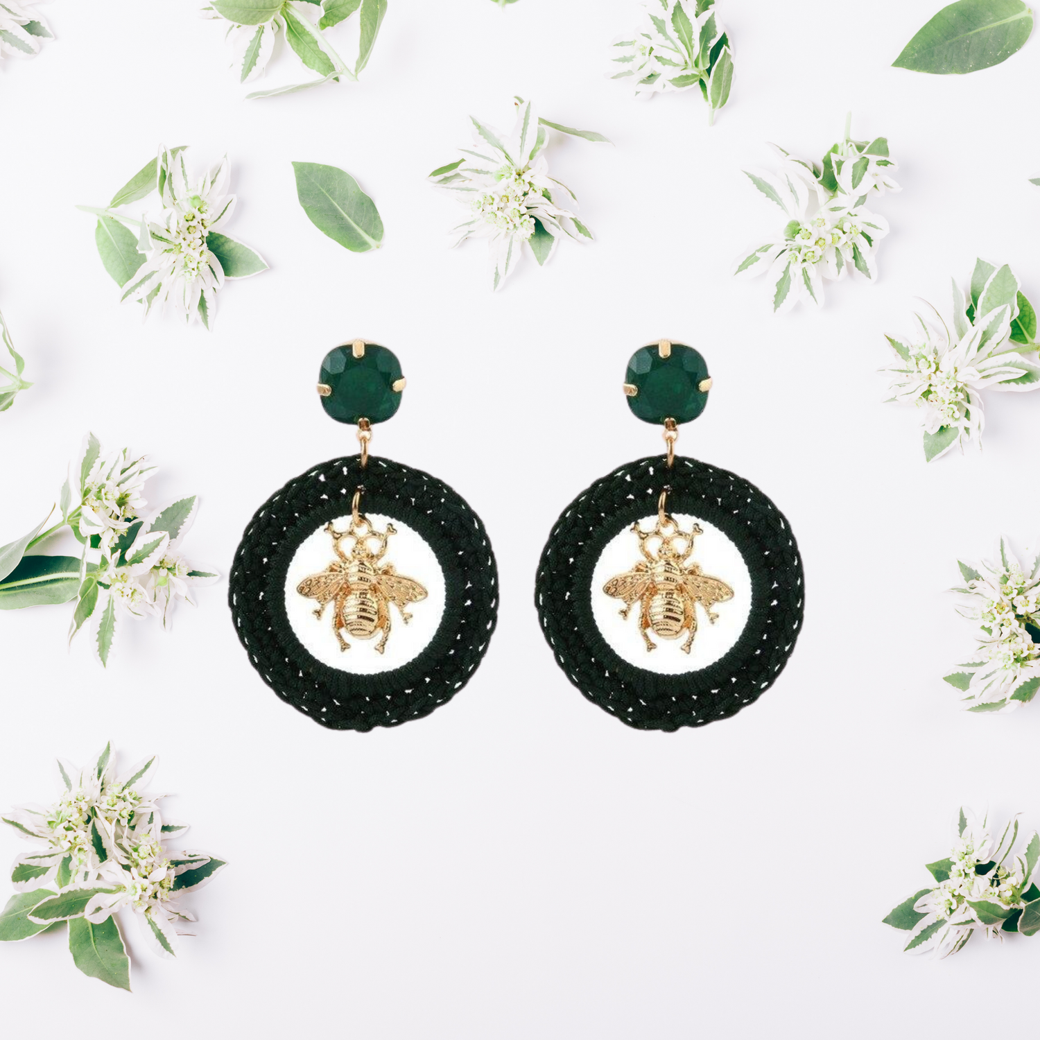 Circular Honey Bee Earrings - Floral Fawna