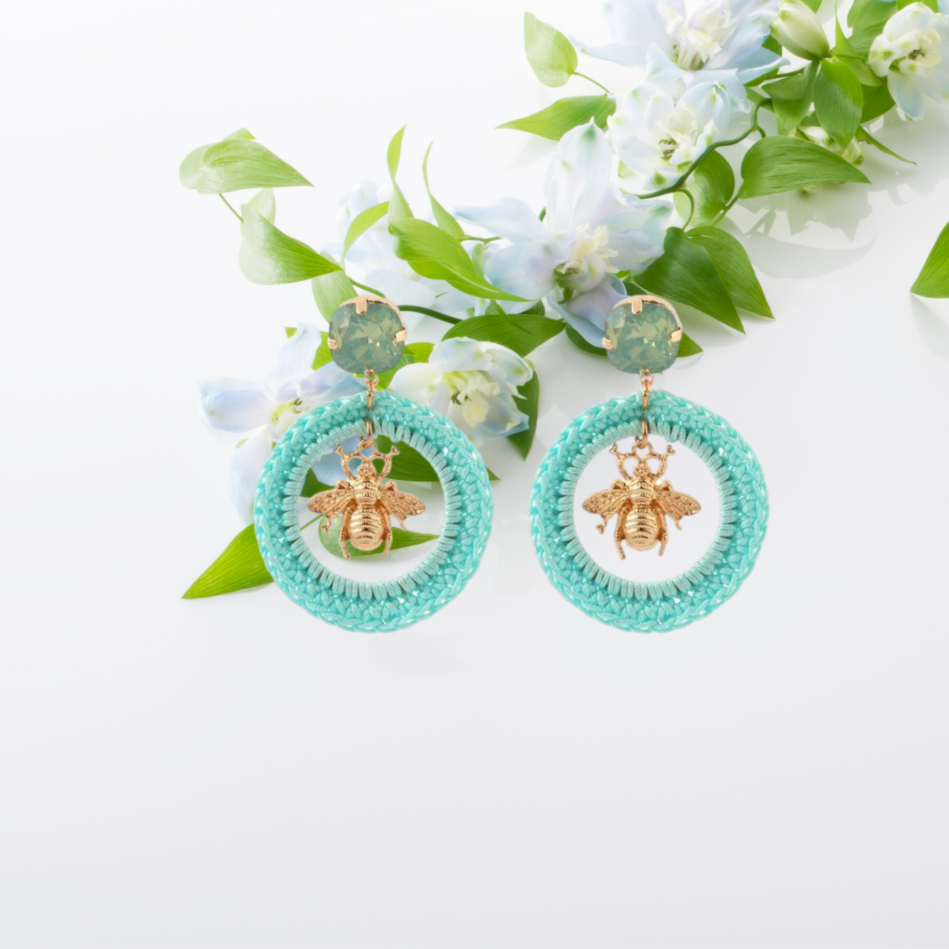 Circular Honey Bee Earrings - Floral Fawna