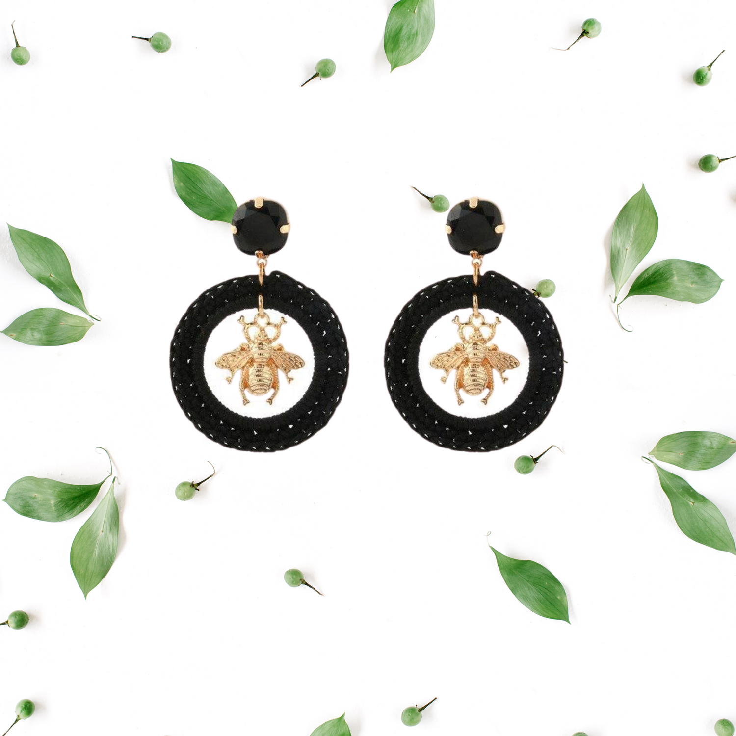 Circular Honey Bee Earrings - Floral Fawna