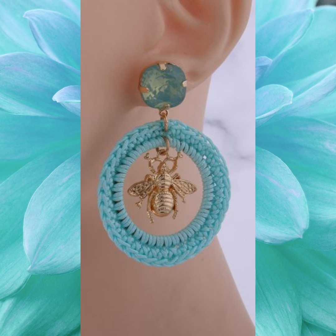 Circular Honey Bee Earrings - Floral Fawna