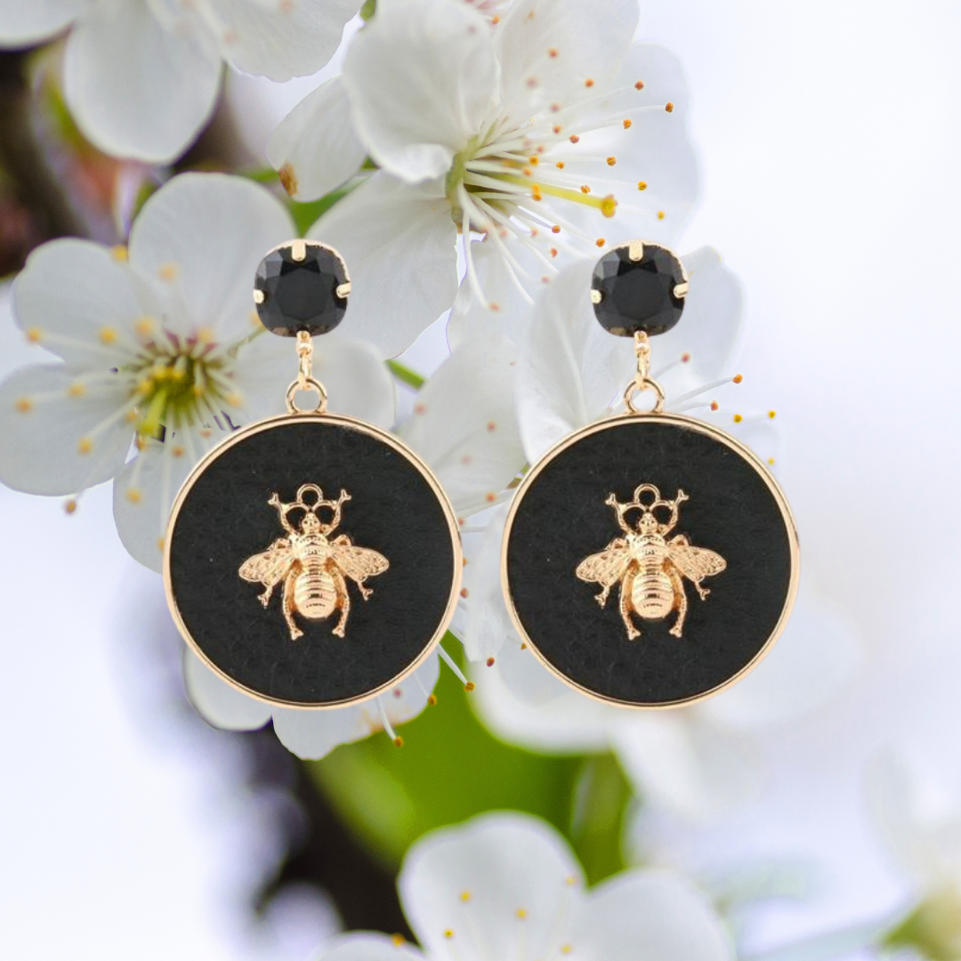 Circular Honey Bee Earrings - Floral Fawna