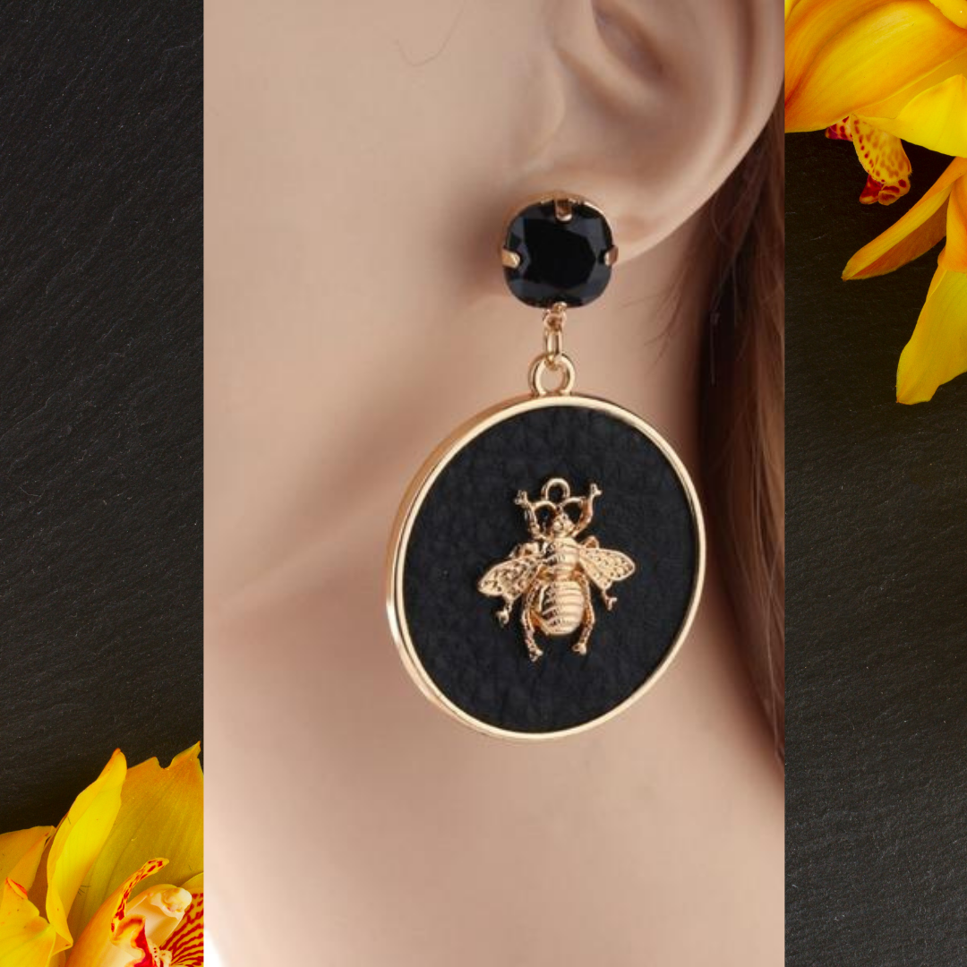 Circular Honey Bee Earrings - Floral Fawna