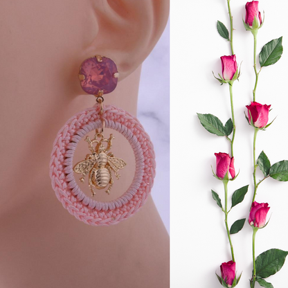 Circular Honey Bee Earrings - Floral Fawna