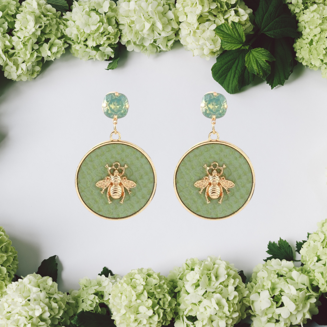 Circular Honey Bee Earrings - Floral Fawna