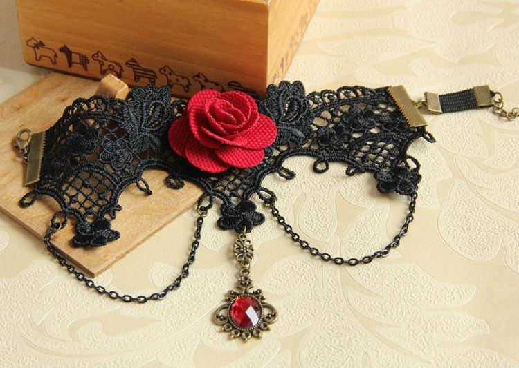 Gothic Beauty Red Rose Armlet - Floral Fawna