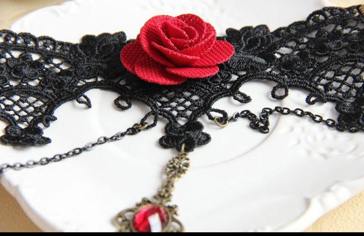 Gothic Beauty Red Rose Armlet - Floral Fawna