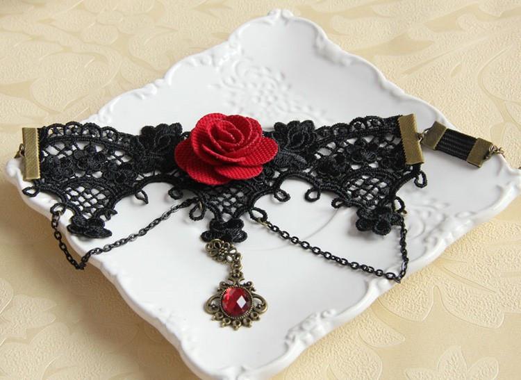 Gothic Beauty Red Rose Armlet - Floral Fawna