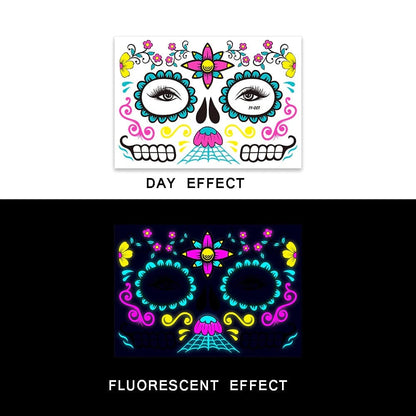 Day of The Dead Glow In The Dark Face Stickers - Floral Fawna