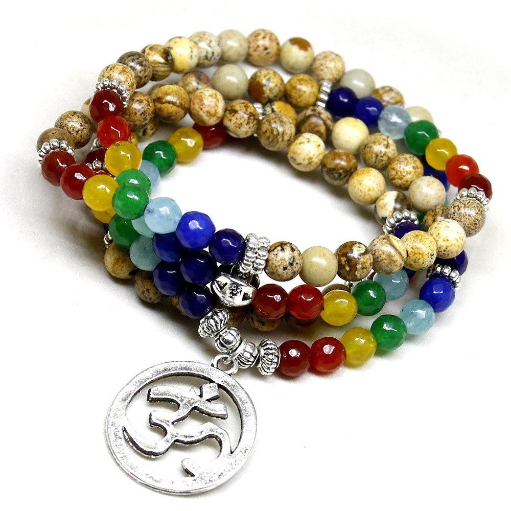 7 Chakras Multilayer Om Bracelet - Floral Fawna