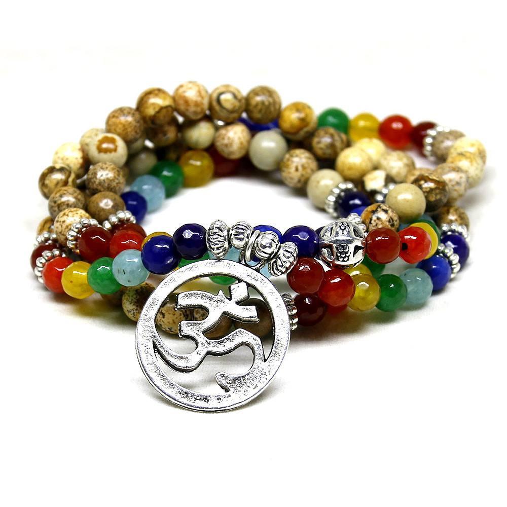 7 Chakras Multilayer Om Bracelet - Floral Fawna