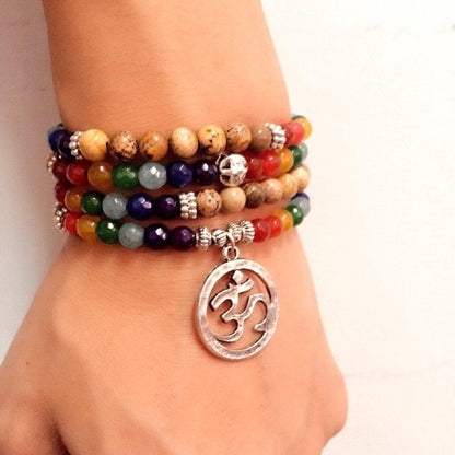 7 Chakras Multilayer Om Bracelet - Floral Fawna