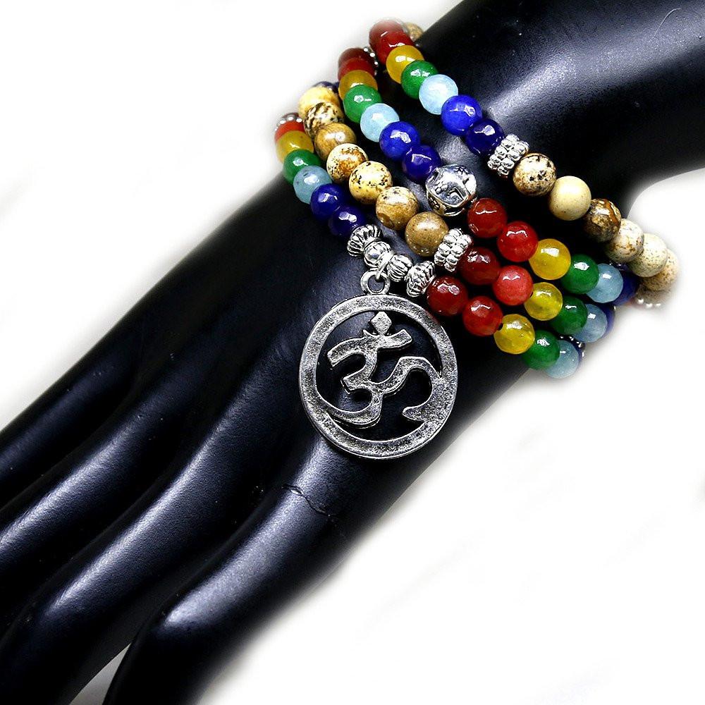 7 Chakras Multilayer Om Bracelet - Floral Fawna