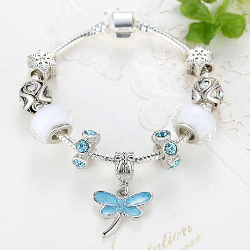 Blue Dragonfly Charm Bracelet - Floral Fawna