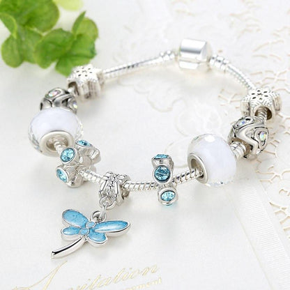 Blue Dragonfly Charm Bracelet - Floral Fawna