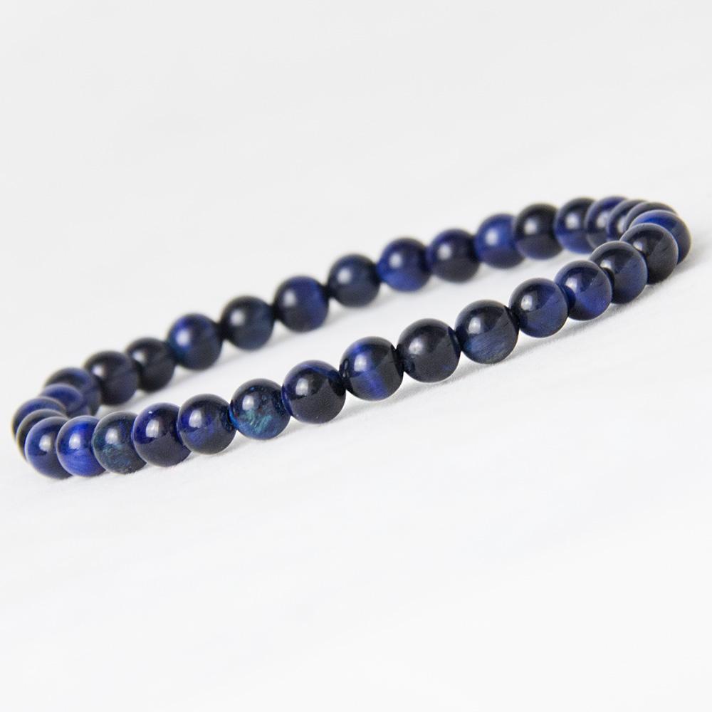 Blue Tiger Eye Natural Stone Bracelet - Floral Fawna