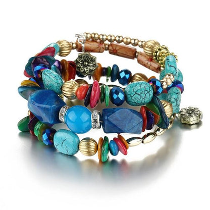 Boho Natural Stone Beads Wrap Bracelet - Floral Fawna