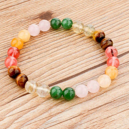 Elastic Rope Natural Stone Bracelet - Floral Fawna