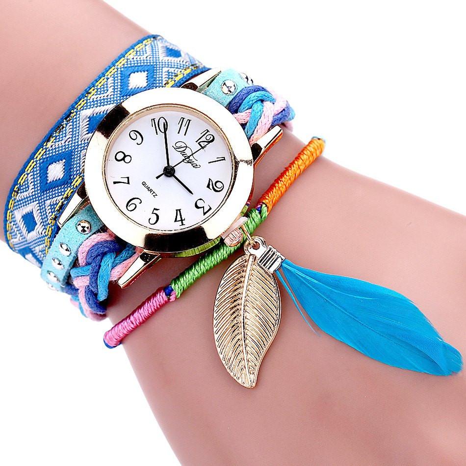 Feather Leaf Weave Watch Bracelet - Floral Fawna