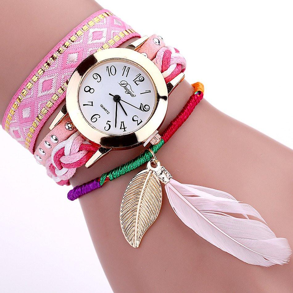 Feather Leaf Weave Watch Bracelet - Floral Fawna