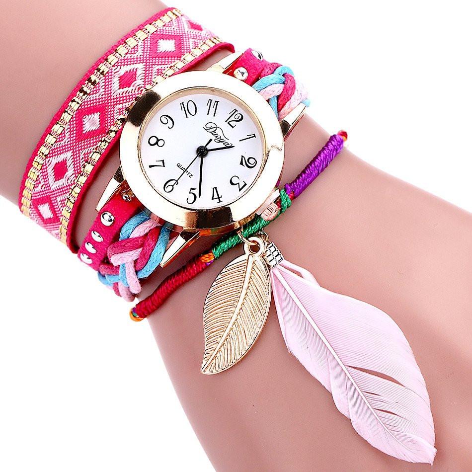 Feather Leaf Weave Watch Bracelet - Floral Fawna