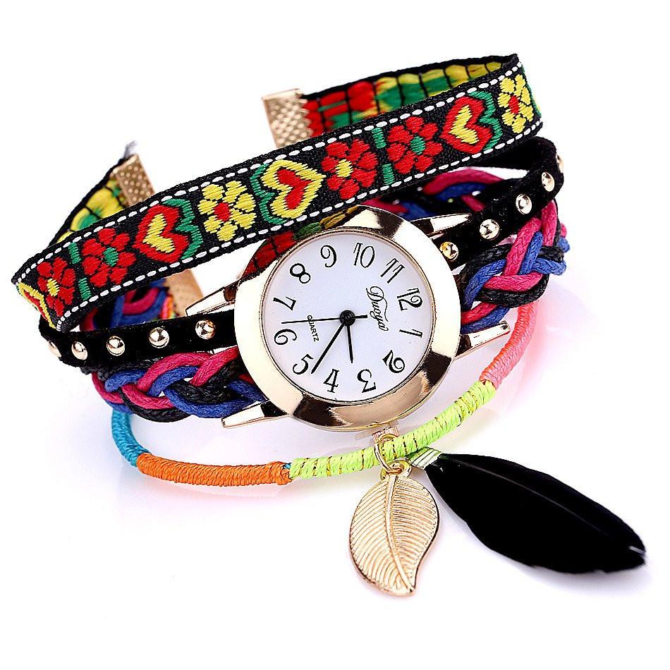 Feather Leaf Weave Watch Bracelet - Floral Fawna