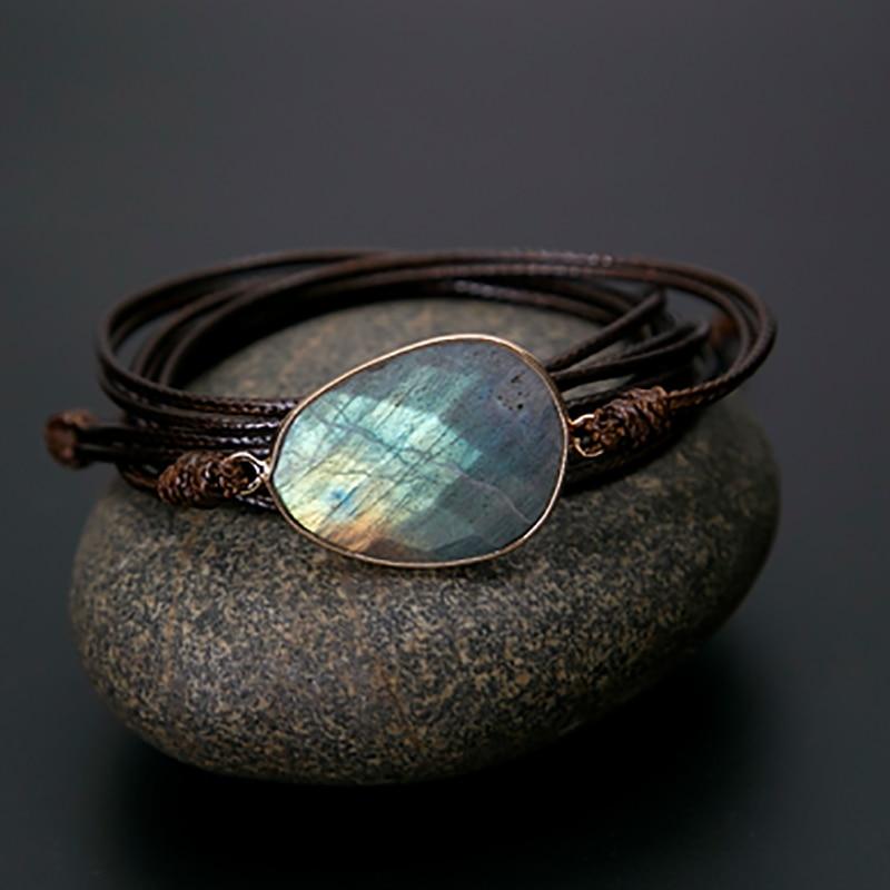 Natural Labradorite Wrap Bracelet - Floral Fawna